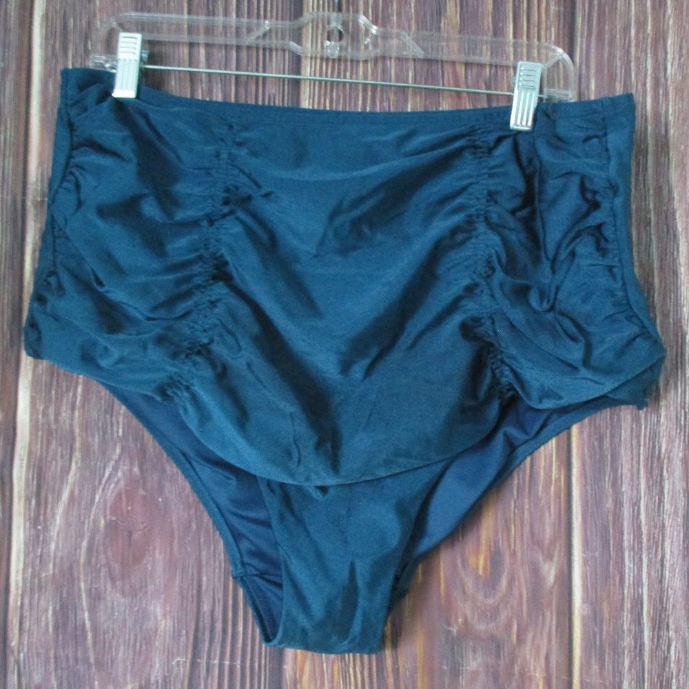 City Chic M (18) deep teal bikini tankini bottom high waisted EUC plus